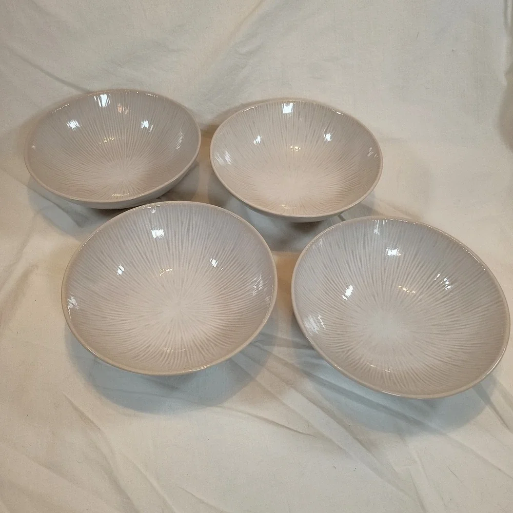Pier 1 Shanghai White Soup Cereal Bowls Set of 4 Stoneware 8